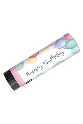 2 Konfettikanonen Happy Birthday Pastel Plastik / Papier 15 cm