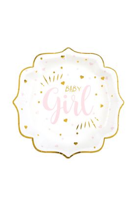 Baby shower plate 5 Pink 21 x 21 cm
