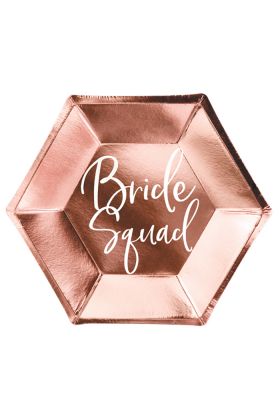 Pappteller 'Bride Squad' in rosé gold