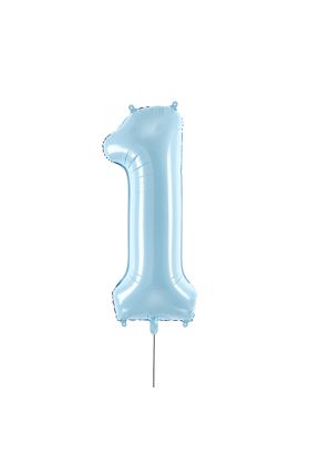 Foil Balloon Number 1, 86cm, light blue