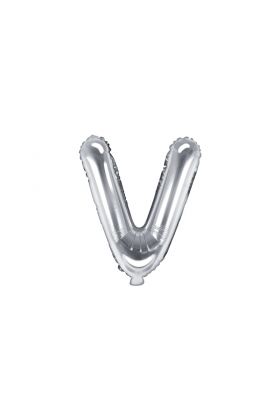 Foil Balloon Letter "V", 35cm, silver