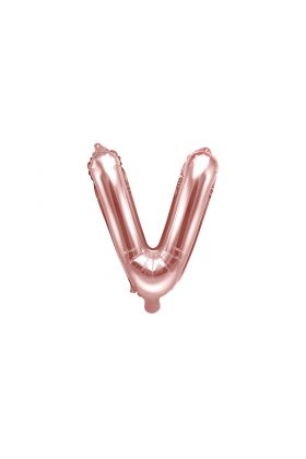 Foil Balloon Letter "V", 35cm, rose gold