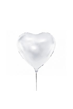 Ballon in Herzform in der Farbe Weiß Metallic