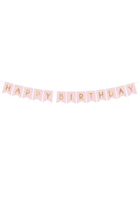 Girlande 'Happy Birthday' in rosa mit metallischen Effekten
