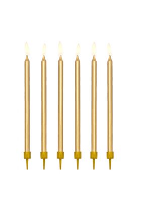 Birthday candles, plain, gold, 12.5cm (1 pkt / 12 pc.)