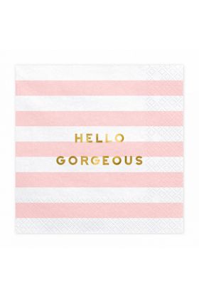 Servietten 'Hello Gorgeous' in rosa gestreift