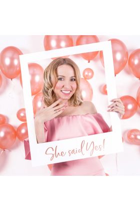 Selfie-Rahmen 'She said yes' in rosé gold