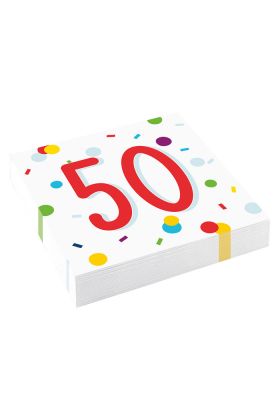 20 Servietten Confetti Birthday 50 33 x 33 cm