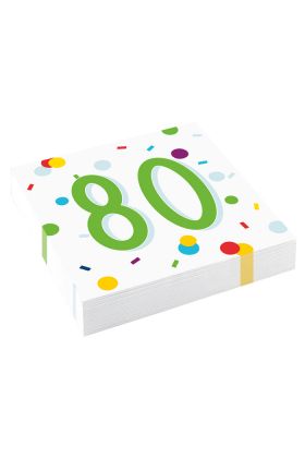 20 Servietten Confetti Birthday 80 33 x 33 cm