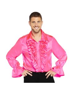 Erwachsenenkostüm Satin Shirt Pink Größe L