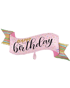 Folienballon - Happy Birthday Banner Pastell 114 x 38 cm