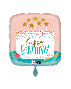Folienballon - Happy Birthday Konfetti Kuchen 43 cm