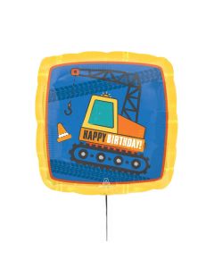 Folienballon 'Happy Birthday' Baustelle