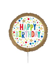 Folienballon 'Happy Birthday' satin-gold mit Punkten