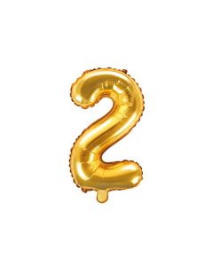 Folienballon Kleine Zahl 2 in Gold