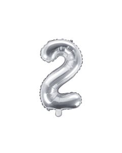 Folienballon Kleine Zahl 2 in Silber