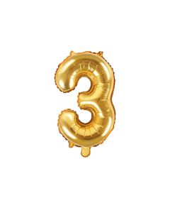 Folienballon Kleine Zahl 3 in Gold