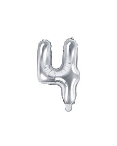 Folienballon Kleine Zahl 4 in Silber