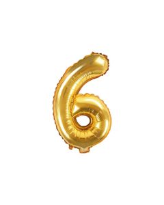 Folienballon Kleine Zahl 6 in Gold