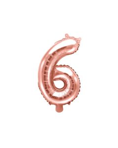 Folienballon Kleine Zahl 6 in Rosé Gold