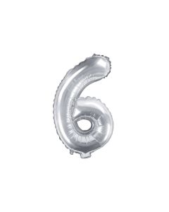 Folienballon Kleine Zahl 6 in Silber