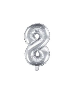 Folienballon Kleine Zahl 8 in Silber