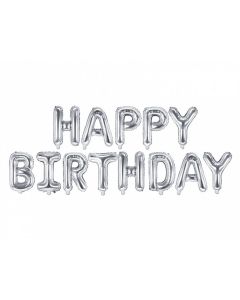 Folienballon-Girlande 'Happy Birthday' in silber