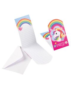 8 Einladungskarten & Umschlaege Einhorn Papier 8 x 13,9 cm