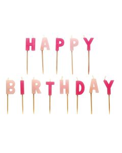 'Happy Birthday' Geburtstagskerzen in Rosa
