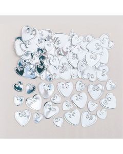 Konfetti Liebende Herzen in silber