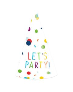 Partyhütchen Confetti Birthday Papier Höhe 16 cm, 8 Stk