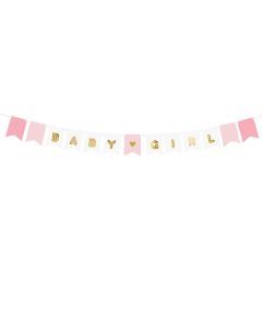 Girlande 'Baby Girl' in rosa mit goldenen Details
