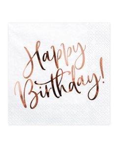 Servietten 'Happy Birthday' in rosé gold