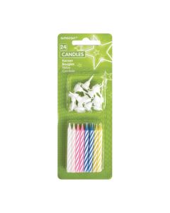 Spiralkerzen mit 12 Haltern 4-farbig sortiert Höhe 6,3 cm, 24 Stk