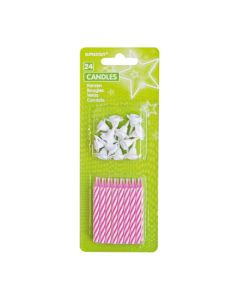 Spiralkerzen mit 12 Haltern pink Höhe 6,3 cm, 24 Stk