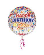 Orbz Ballon 'Happy Birthday' Konfetti durchsichtig