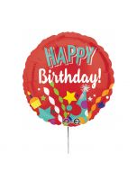 Standard Happy Birthday - Festlich Folienballon rund, S40, verpackt, 43 cm