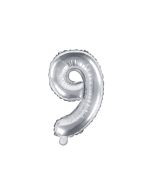 Folienballon Kleine Zahl 9 in Silber