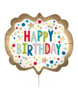 XL Folienballon 'Happy Birthday' satin-gold mit Punkten