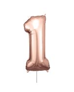 Grosse Zahl 1 Rosé Gold Folienballon N34 verpackt 33 cm x 86 cm