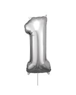 Grosse Zahl 1 Silber Folienballon N34 verpackt 33 cm x 86 cm