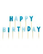 13 Buchstaben-Kerzen Happy Birthday blau Höhe 7 cm