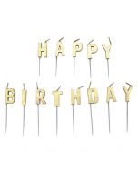 13 Buchstaben-Kerzen Happy Birthday Gold Hoehe 6 / 7,7 cm