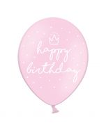 Ballons 30cm, Happy Birthday, P. Baby Pink, 6 Stk