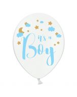 Latexballons 'It's a Boy' in weiß (6er Pack)