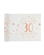 Tischläufer '30' in weiß mit rosé goldenen Details
